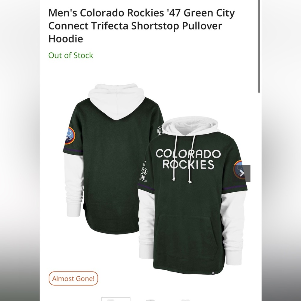 Rockies Green City Connect Trifecta Shortstop Pullover
Hoodie Medium